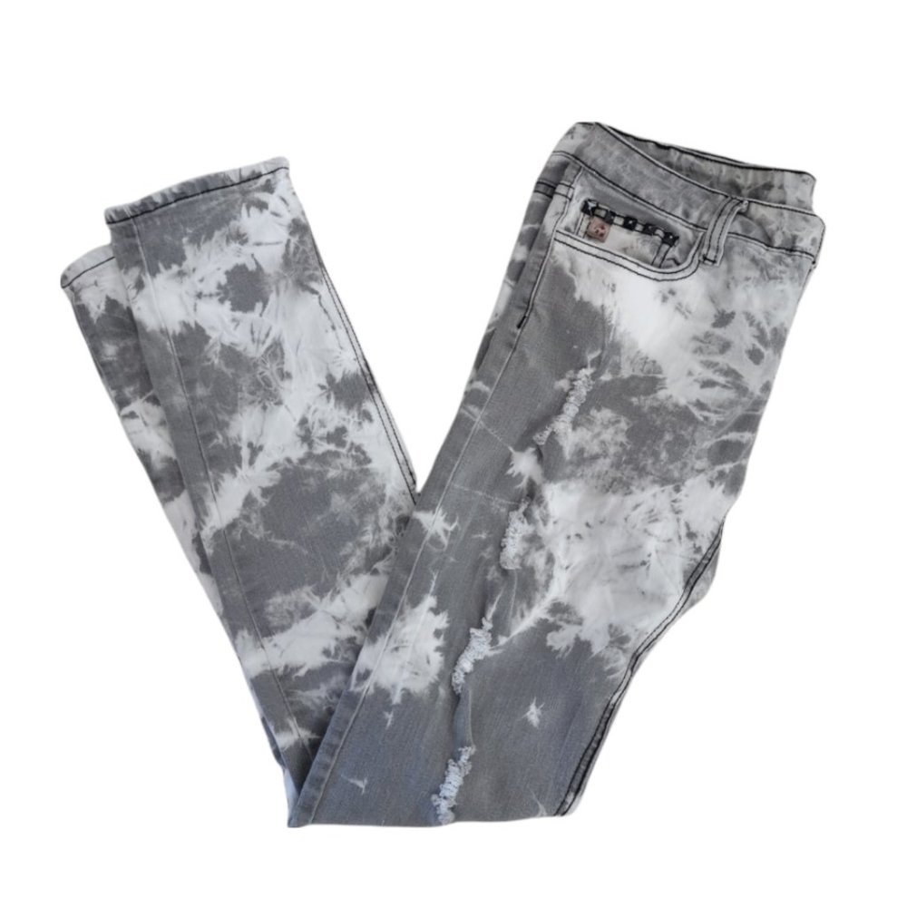 Reuse Women Gray Jeans 29 x 34 (35 Waist) Distressed Destroyed Bleached Pants